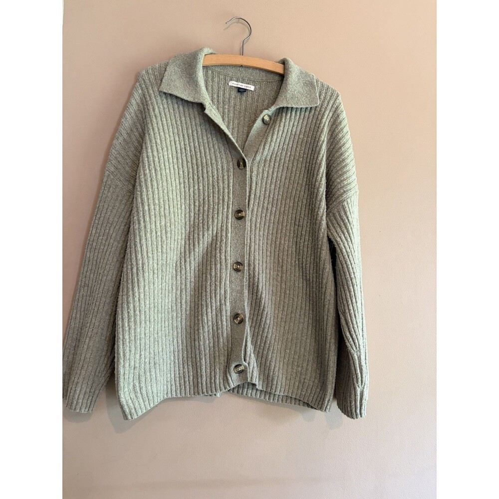 American Eagle Sage Green Button Up Oversized Cardigan Size Small Cottage Granny